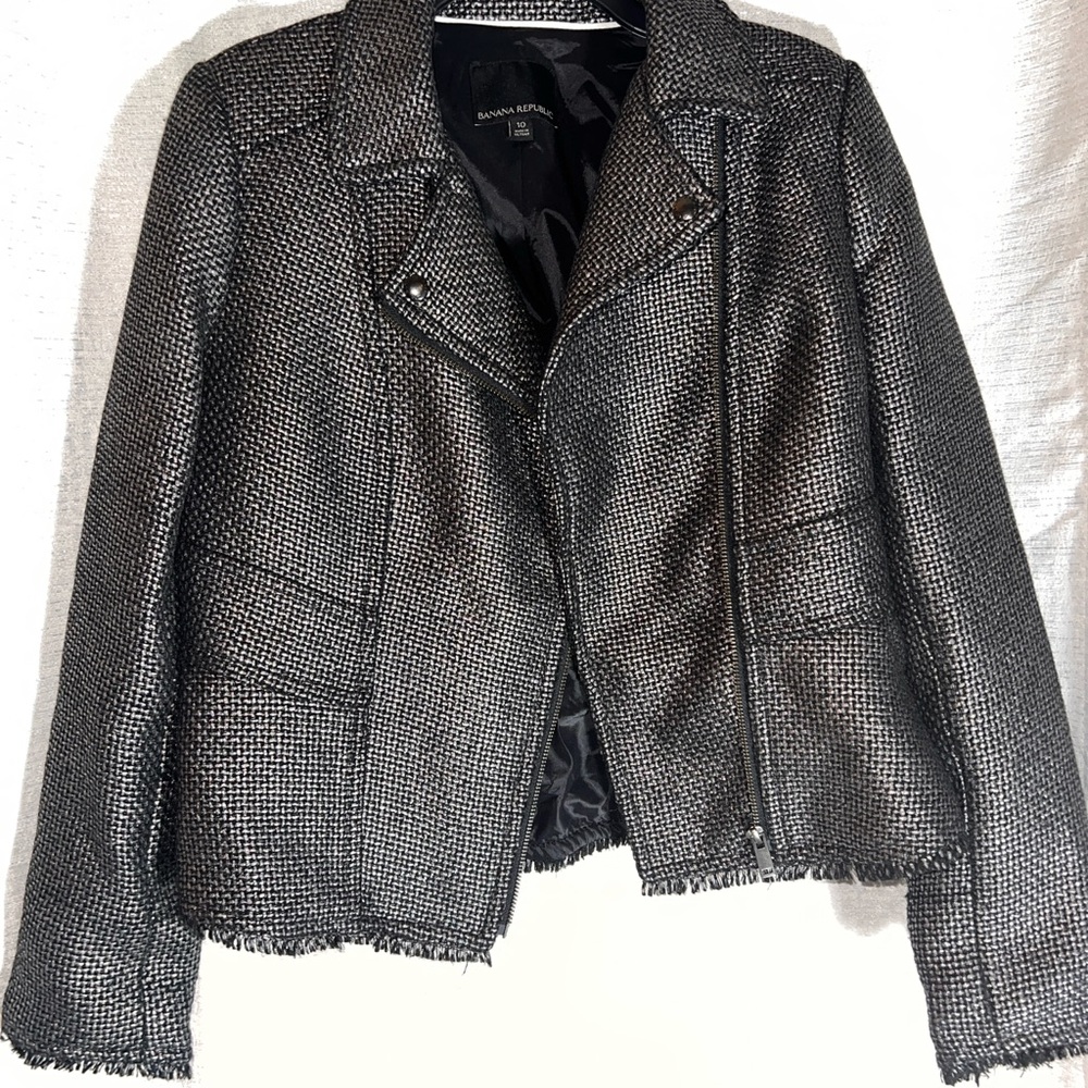 Banana Republic Black and White Tweed Blazer